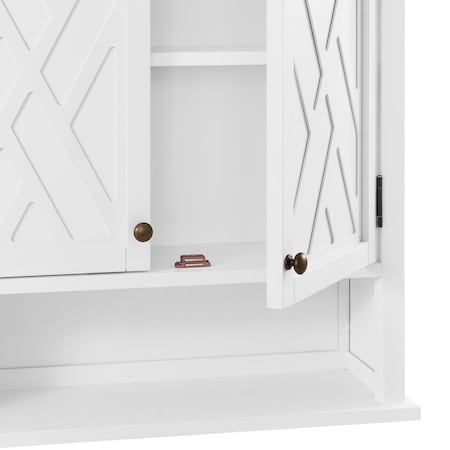 Alaterre Furniture Coventry 27"W x 29"H Wall Mounted Bath Storage Cabinet with Two Doors and Open Shelf ANCT75WH